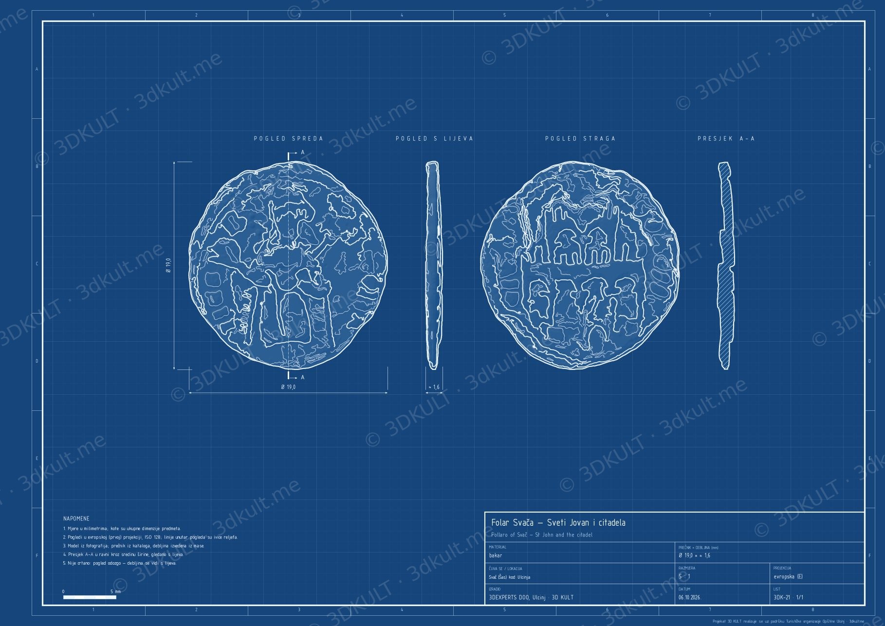 Technical drawing — Follaro of Svač — St John and the citadel